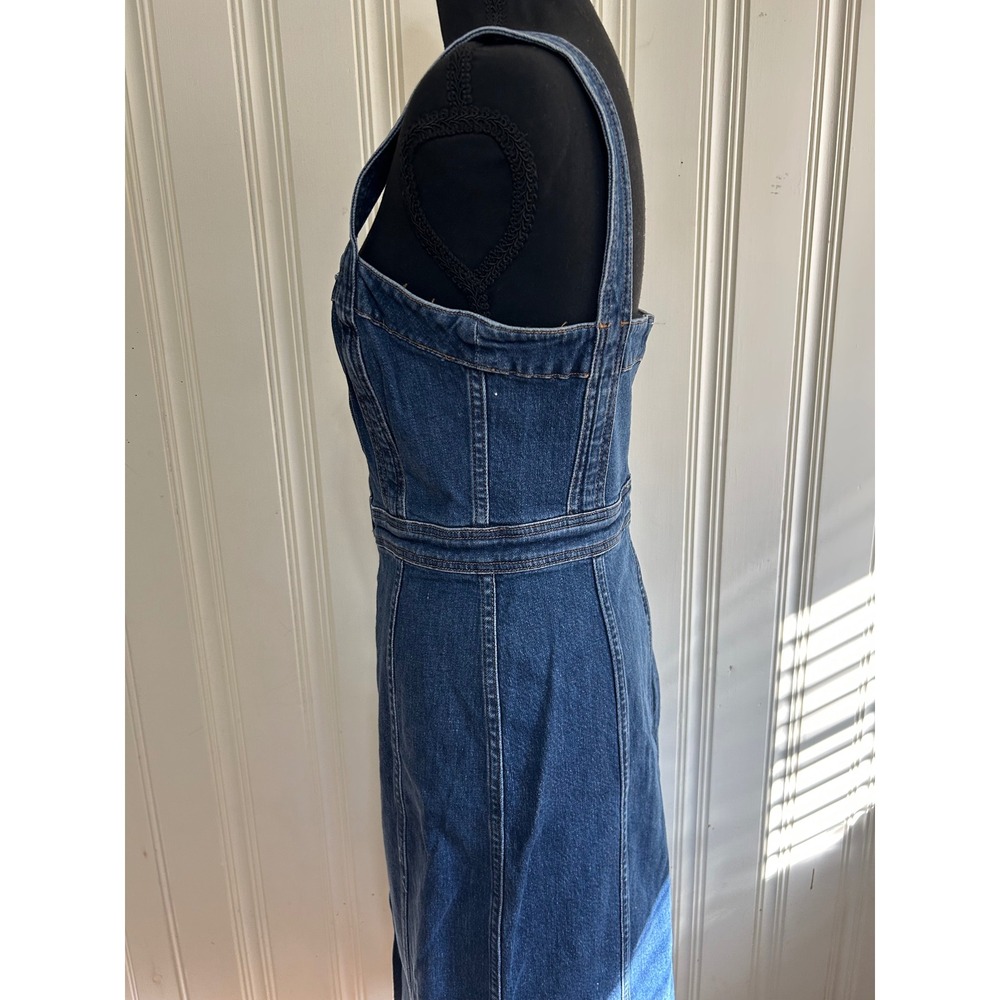 Madewell Denim Sz 8 Jean Button Midi Overall Jumper Cowgirl Cottagecore Dress - Picture 6 of 11